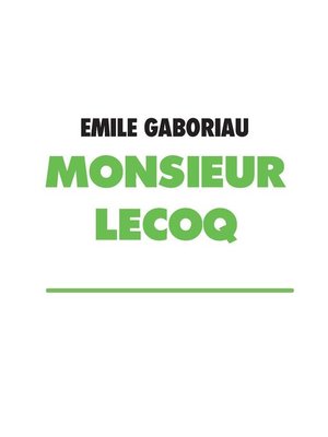 cover image of MONSIEUR LECOQ